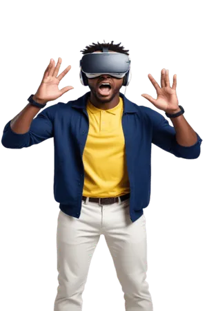 Man with VR googles screaming